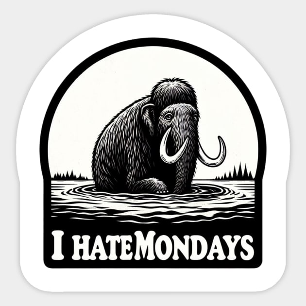 I Hate Mondays Mammoth in Tar Pit Sticker by Shawn's Domain